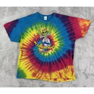 Hippie Shirt Mens 2XL 60s 70s Peace Space Aliens Bar And Grill Colorful Bohemian